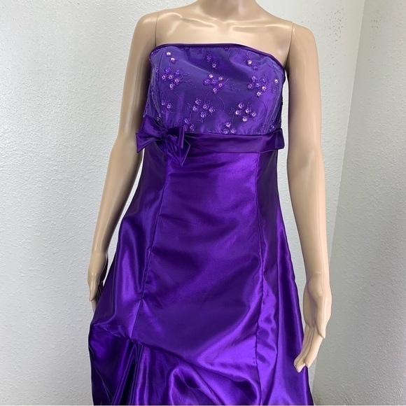Jessica McClintock/Gunne Sax Purple Bubble Hem Satin Gown Prom Whimsigoth fairy - Picture 12 of 15